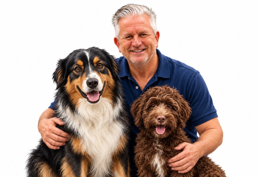 Graeme Marlow with his two dogs